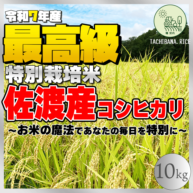 ☆極上☆【R7年産】佐渡産コシヒカリ ー特別栽培米ー10kg | TACHIBANA.RICE