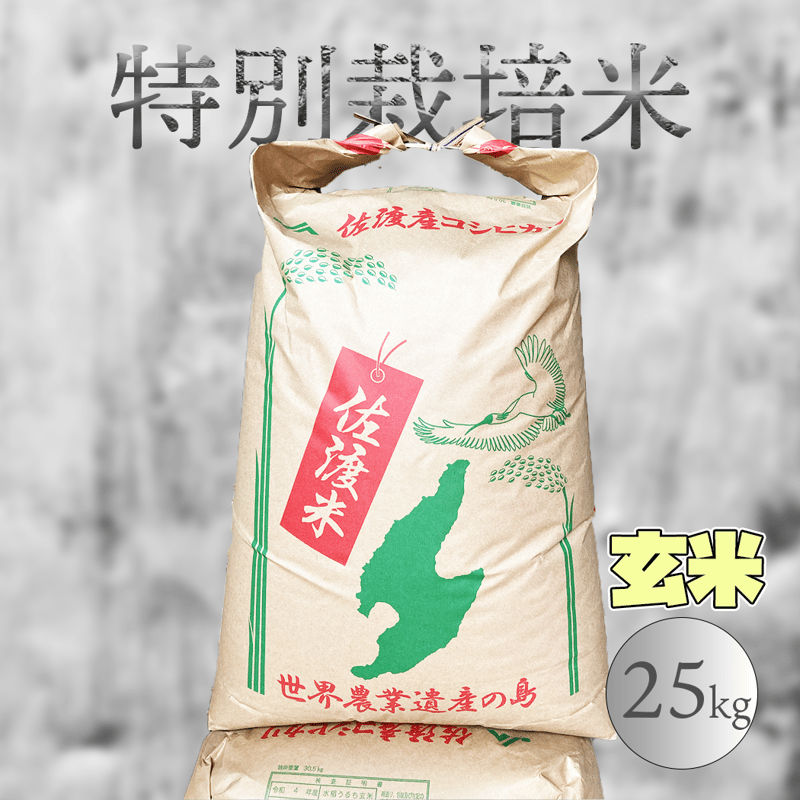 ☆極上☆【R6年産新米】＜玄米＞佐渡産コシヒカリ ー特別栽培米ー25kg