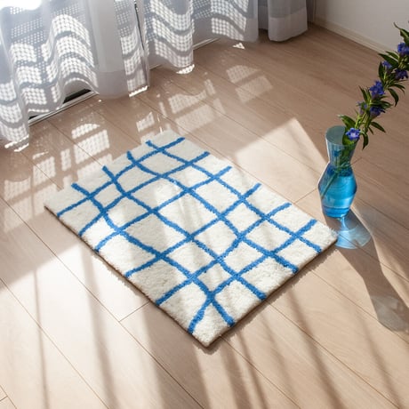 ennui checkered rug (white×blue)
