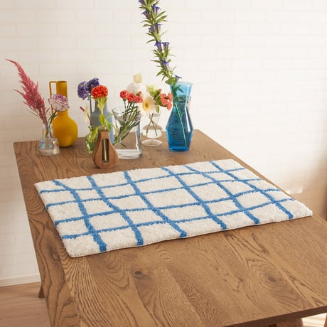 ennui checkered rug (white×blue)
