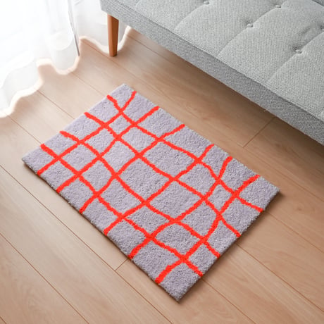 ennui checkered rug (pink× orange)