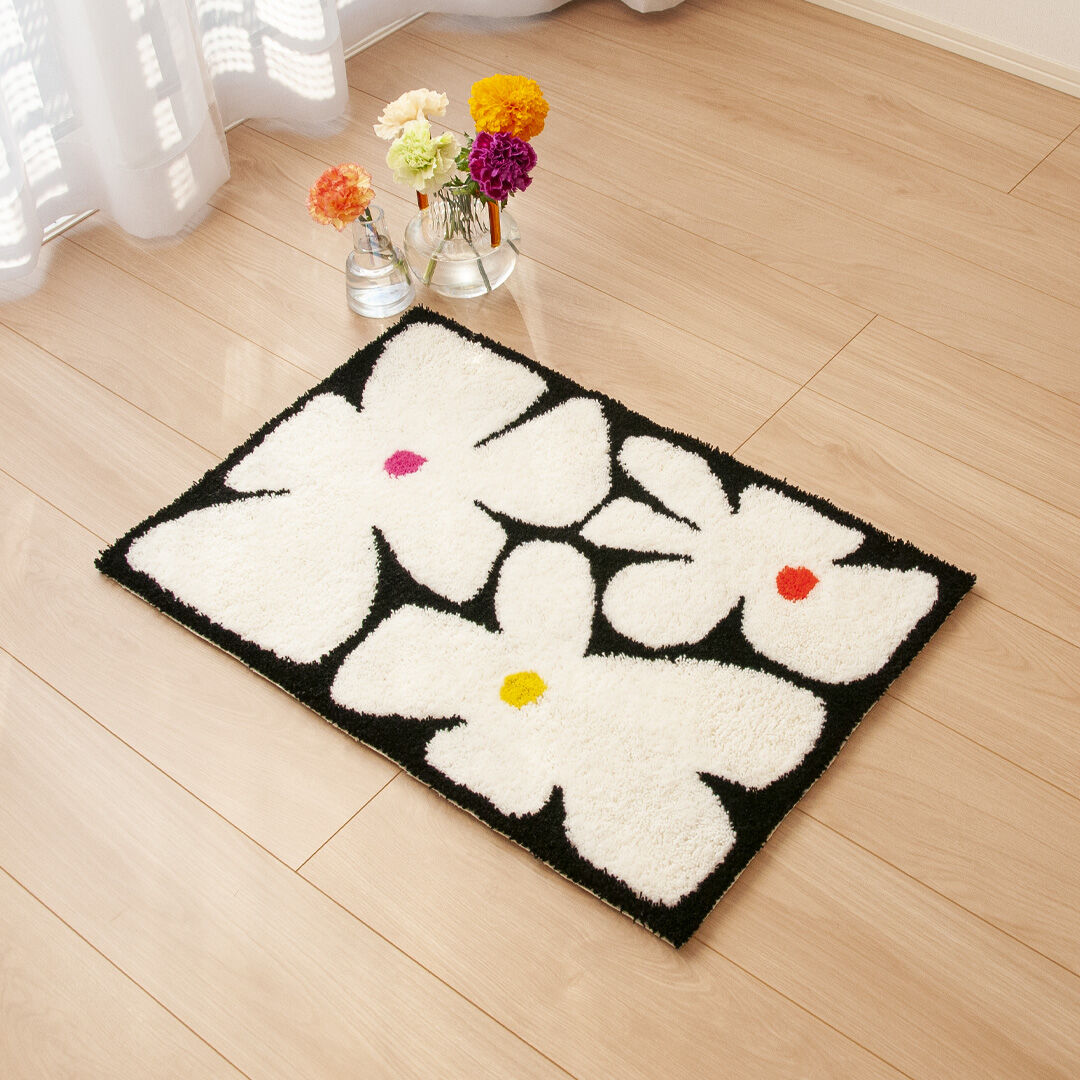 ennui flower rug(black×white) | MOYO STORE ennui flower rug(black×white) | MOYO STORE