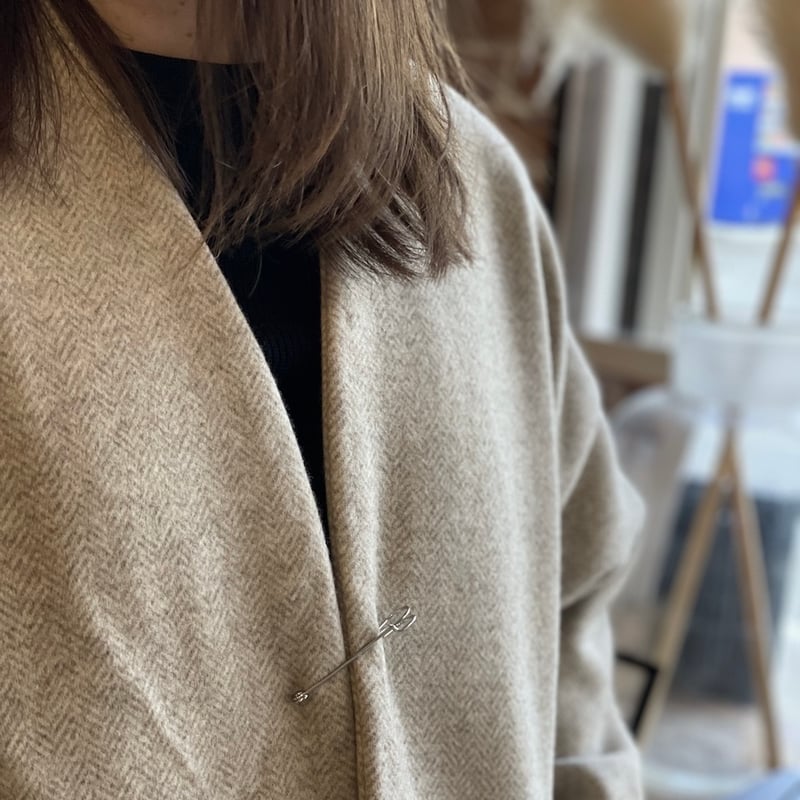 新品タグ付　かぐれ　ヘリンボンウールショートコート　ベージュ　今季完売　お値下げ ロペピクニック ROPE' PICNIC ヘリンボンボンディングスタンドカラー