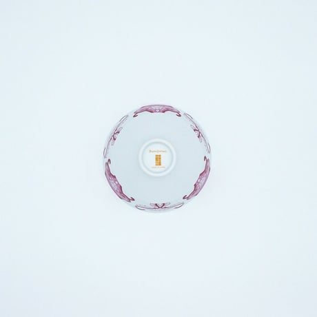 JAPAN AUTUMN 段付飯碗 古伊万里草花紋 ワインレッド【ARITA PORCELAIN LAB（アリタポーセリンラボ）】