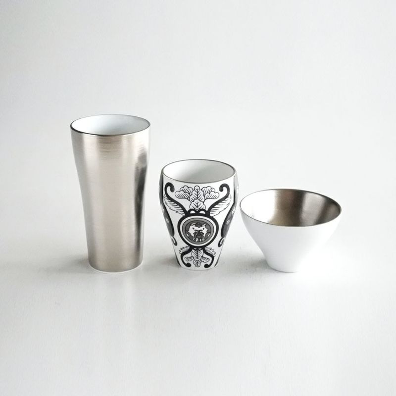 中南米古美術　発掘品　酒器？ JAPAN SNOW 日本酒呑み比べ酒器セット プラチナ 古伊万里草花紋 木箱入