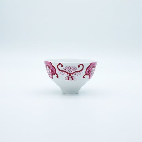 JAPAN AUTUMN 段付飯碗 古伊万里草花紋 ワインレッド【ARITA PORCELAIN LAB（アリタポーセリンラボ）】