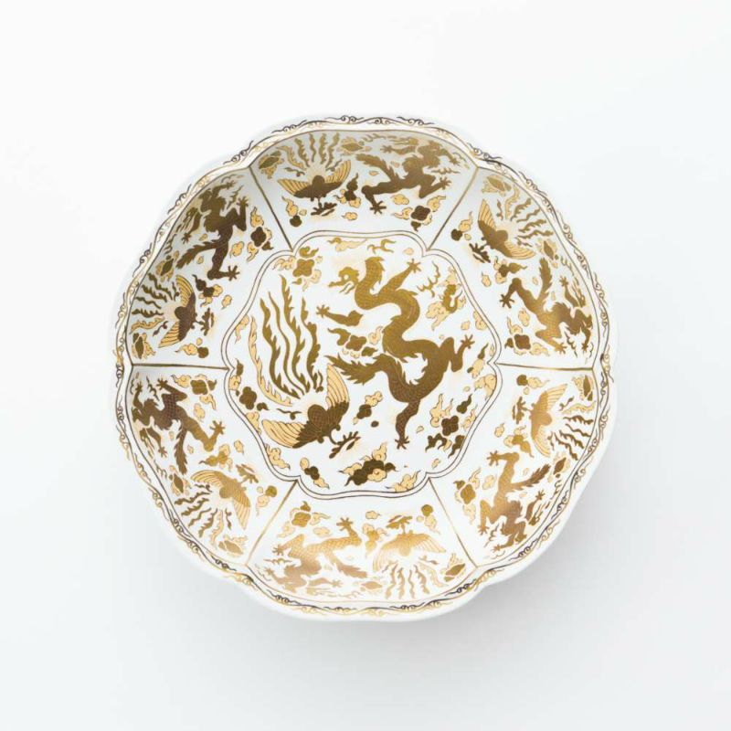 JAPAN AUTUMN 輪花盛鉢 龍鳳凰紋 ゴールド【ARITA PORCELAIN LAB