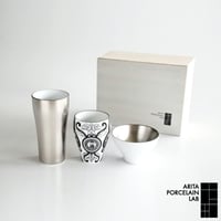 JAPAN SNOW 日本酒呑み比べ酒器セット プラチナ 古伊万里草花紋 木箱入【ARITA PORCELAIN LAB（アリタポーセリンラボ）】