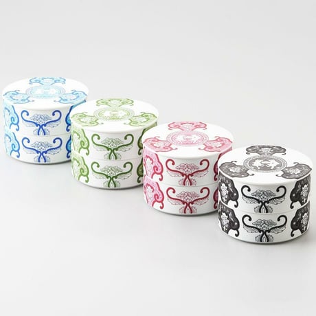 JAPAN SNOW ミニお重（二段重） 古伊万里草花紋※全４色【ARITA PORCELAIN LAB（アリタポーセリンラボ）】