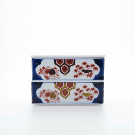 二段重 ゴールド 巻物四君子 化粧箱入【ARITA PORCELAIN LAB（アリタポーセリンラボ）】