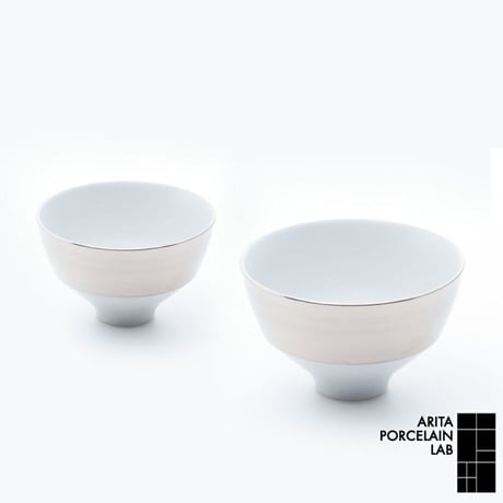 JAPAN SNOW 段付飯碗 プラチナ 2個セット 化粧箱入【ARITA PORCELAIN LAB（アリタポーセリンラボ）】