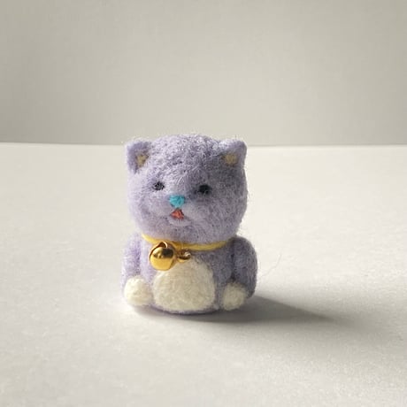 羊毛プチねこマスコット【パープル】