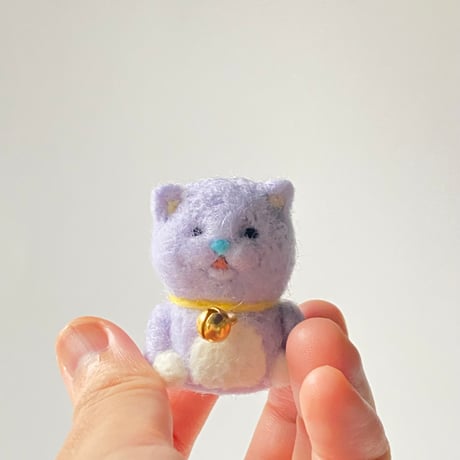 羊毛プチねこマスコット【パープル】