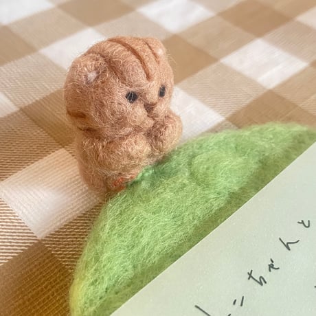 羊毛フェルト＊ねこちゃんといっしょコースター(みどり)