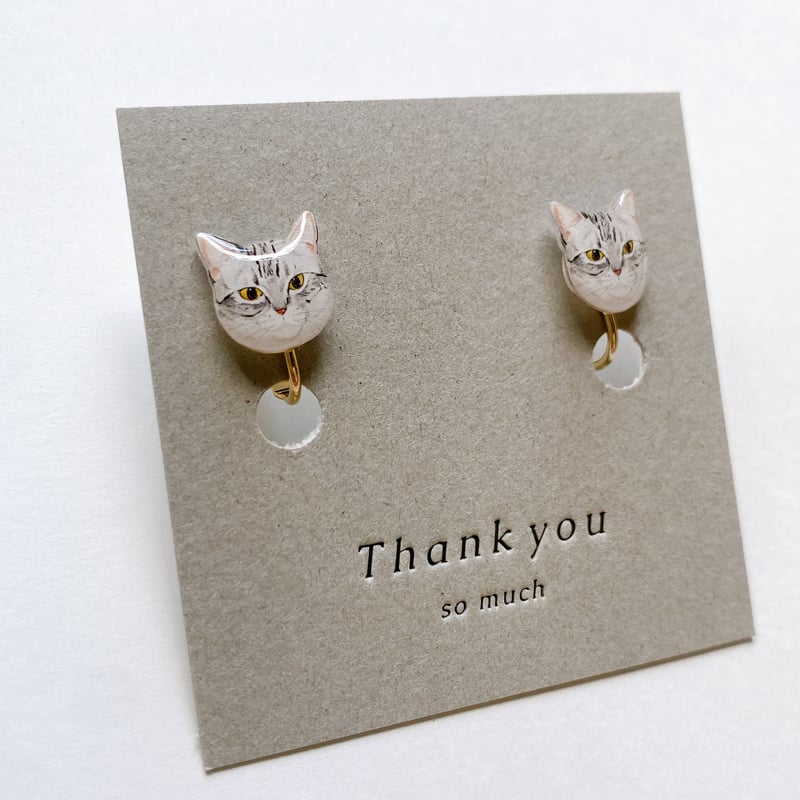 A　ちまっと♡アメショ風 にゃんこ　しっぽゆらゆら♡ピアス/イヤリング✩*॰¨ A ちまっと♡アメショ風 にゃんこ しっぽゆらゆら♡ピアス/イヤリング