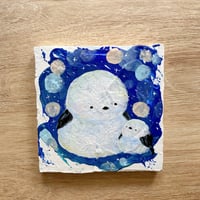 原画【もっちりシマエナガ(グラデブルー)】10㎝ canvas