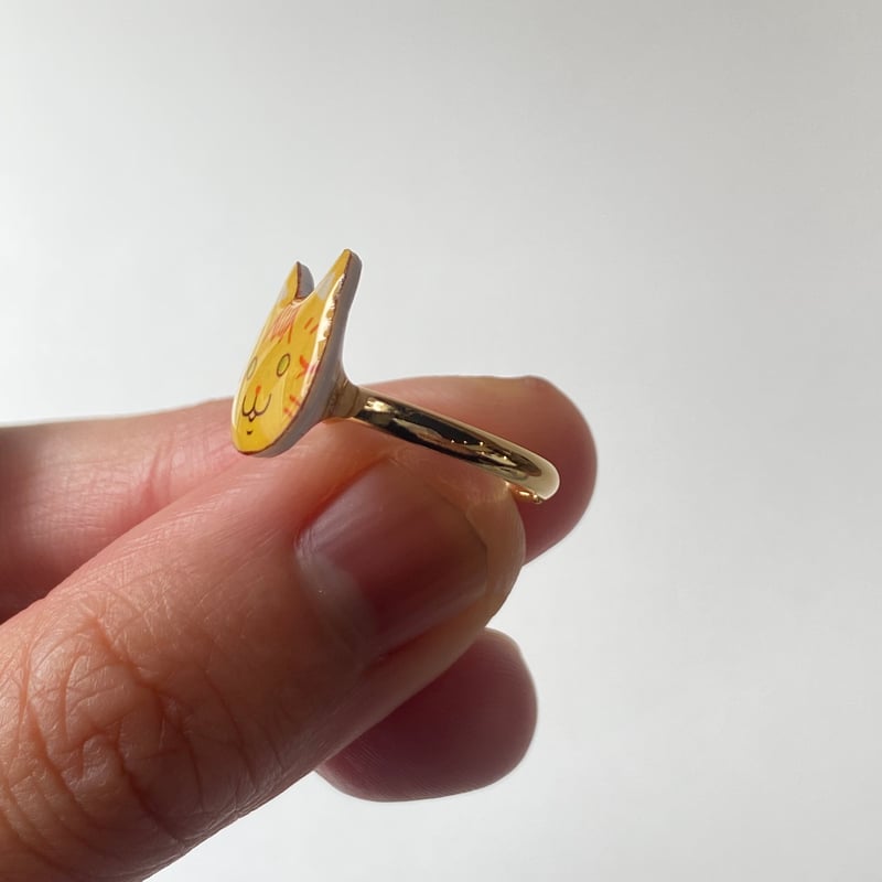 再販＊トラねこちゃん(きいろ)のピンキーリング［小指用フリーサイズ