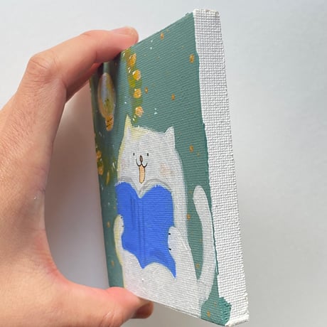 原画【読書ネコチャン(ひらめき)】10centi canvas