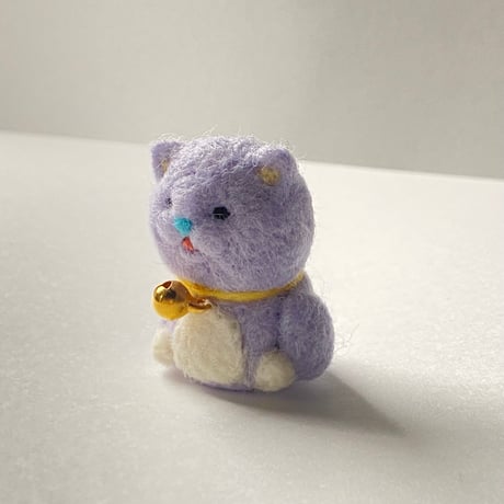 羊毛プチねこマスコット【パープル】
