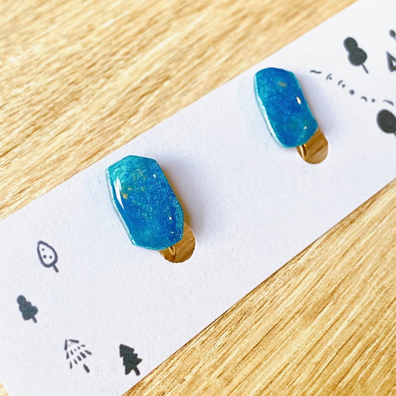 ねこの森のかけらイヤリング (sea side) | ねこの森雑貨店