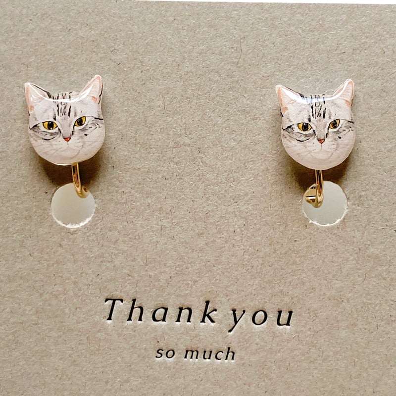 アメショ猫さんのイヤリングorピアス | ねこの森雑貨店