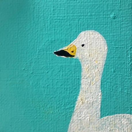 原画【白鳥の横顔ミント(イーゼル)】7.5㎝ canvas