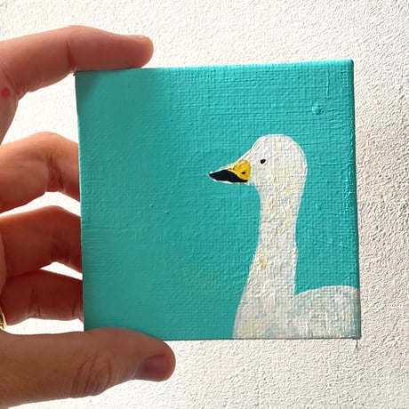 原画【白鳥の横顔ミント(イーゼル)】7.5㎝ canvas
