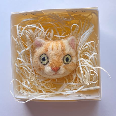 羊毛ねこマグネット【ぱっちりキイロ】