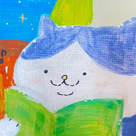 原画【読書ネコチャン(お部屋)】10centi canvas