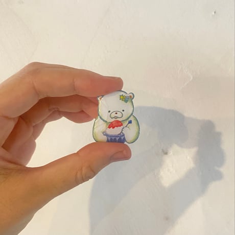 ねこの森の夏ブローチ 【ｋｕｍａｓａｎとかき氷】