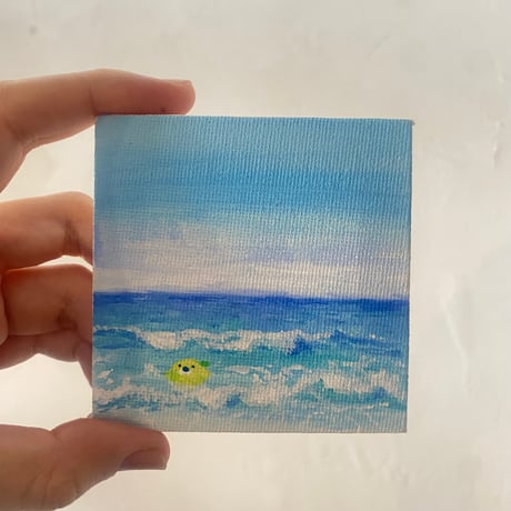 波のレモンさん。キャンバス原画　7.5センチ