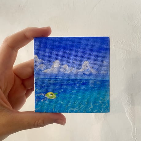 海のレモンさん。キャンバス原画　7.5センチ