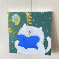 原画【読書ネコチャン(ひらめき)】10centi canvas