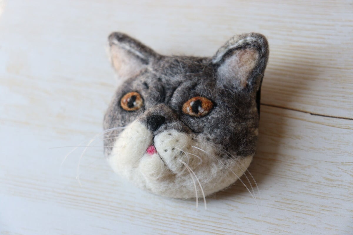 リアルめ猫さんのちょっと大きめブローチ。【エキゾチック