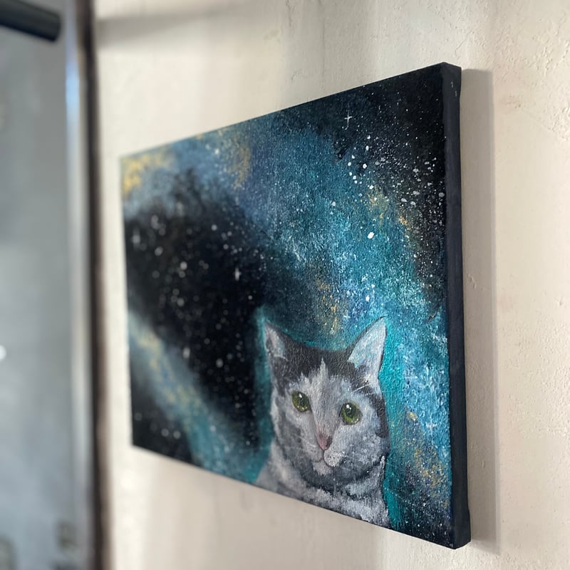 キャンバス　アクリル絵の具　宇宙ねこちゃん キャンバス アクリル絵の具 宇宙ねこちゃん キャンバス アクリル