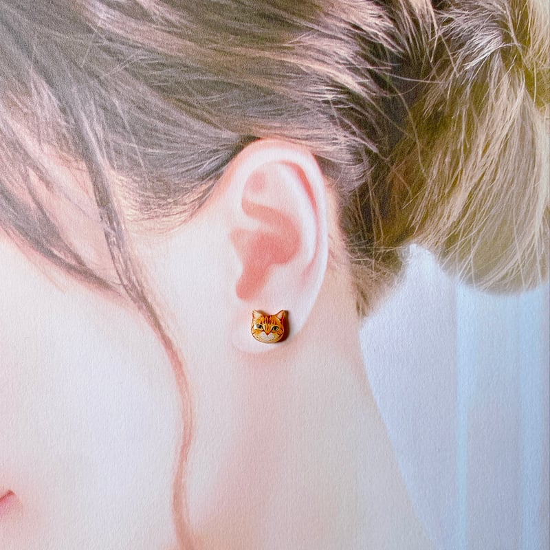 茶トラ猫さんのピアス | ねこの森雑貨店