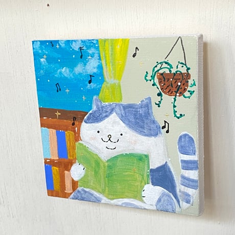 原画【読書ネコチャン(お部屋)】10centi canvas