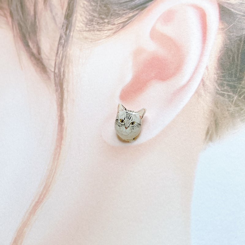 アメショ猫さんのイヤリングorピアス | ねこの森雑貨店