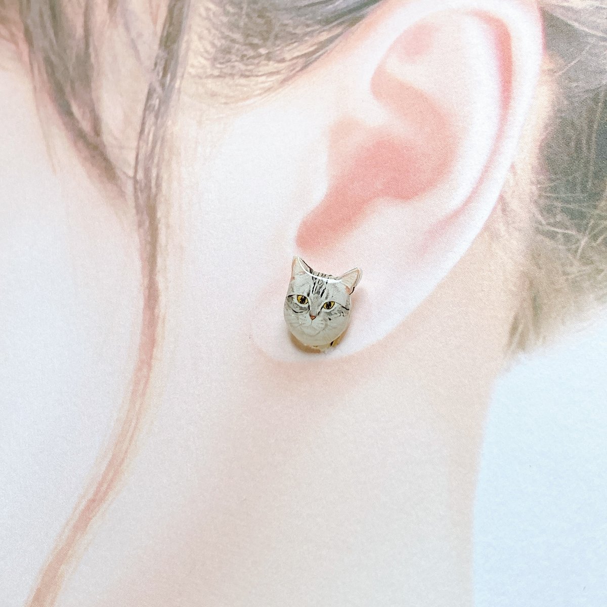 アメショ猫さんのイヤリングorピアス | ねこの森雑貨店