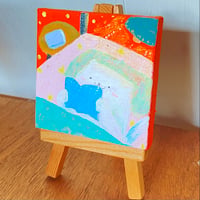 原画【読書ネコチャン(おふとん)】7.5㎝ canvas