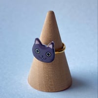 グレーねこちゃんのピンキーリング［小指用フリーサイズ］