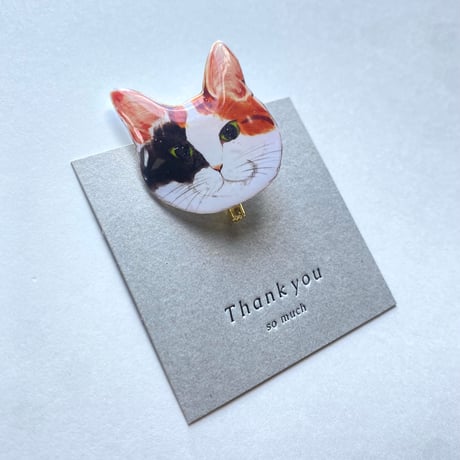 プラ板三毛猫さんのブローチ