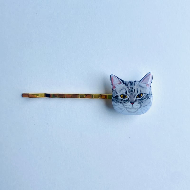 アメショ猫さんのヘアピン | ねこの森雑貨店