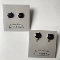 再販！モノクロねこ(くろねこ)のイヤリングorピアス