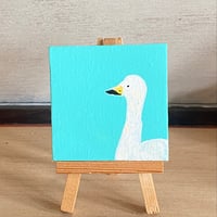原画【白鳥の横顔ミント(イーゼル)】7.5㎝ canvas