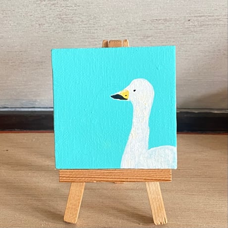 原画【白鳥の横顔ミント(イーゼル)】7.5㎝ canvas