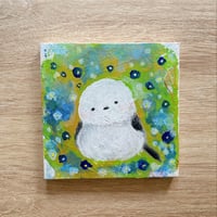 原画【もっちりシマエナガ(キミドリ)】10㎝ canvas