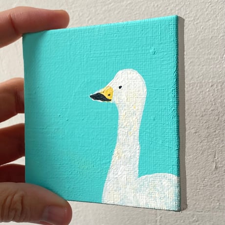 原画【白鳥の横顔ミント(イーゼル)】7.5㎝ canvas