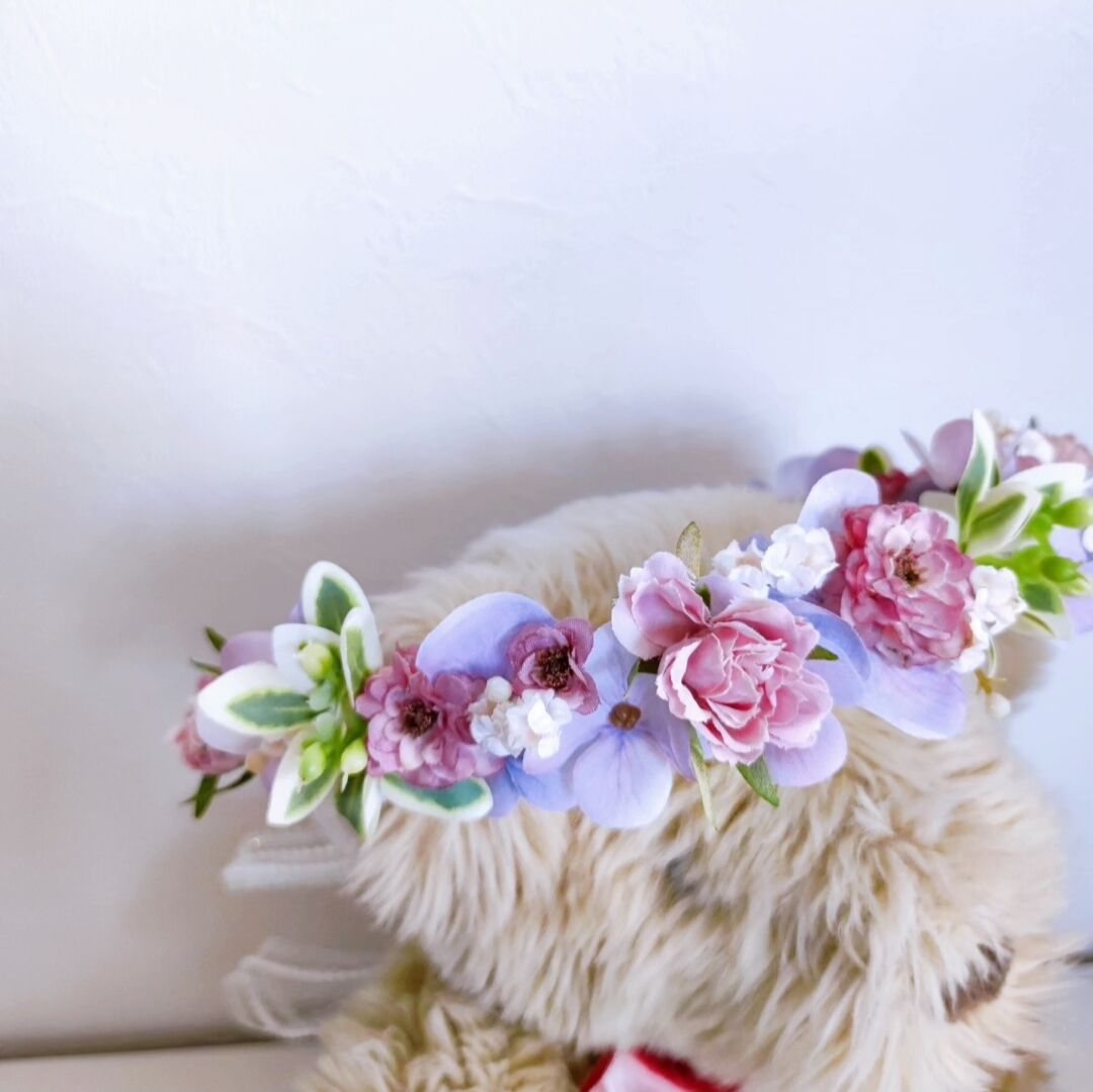 紫陽花様ご検討用＊花冠おリボンイメージ 6月の代表的なお花、紫陽花