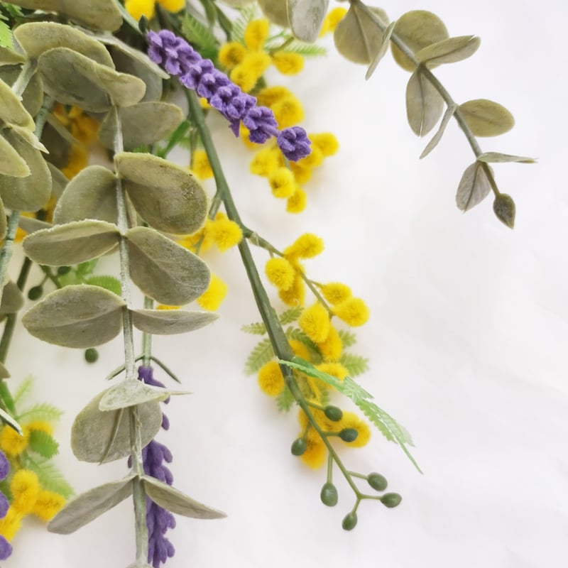 ミモザとラベンダー、ユーカリのスワッグ | MAPLE FLOWER＆COFFEE